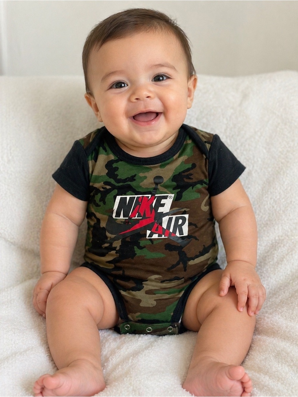 Jordan Nike Air Camo Baby Bodysuit 3-6M Green Black Jumpman One Piece Streetwear
